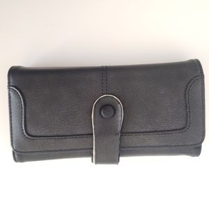 Used Black Wallet Multiple Card Slots Faux Leather